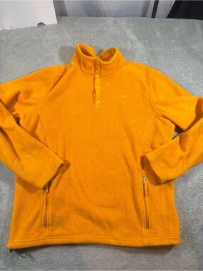 L.L. Bean Men's XXL Tall Polartec Fleece Snap Pullover - Mustard Yellow